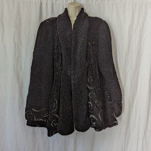 Vintage Black Embroidered Cape Coat Size Medium